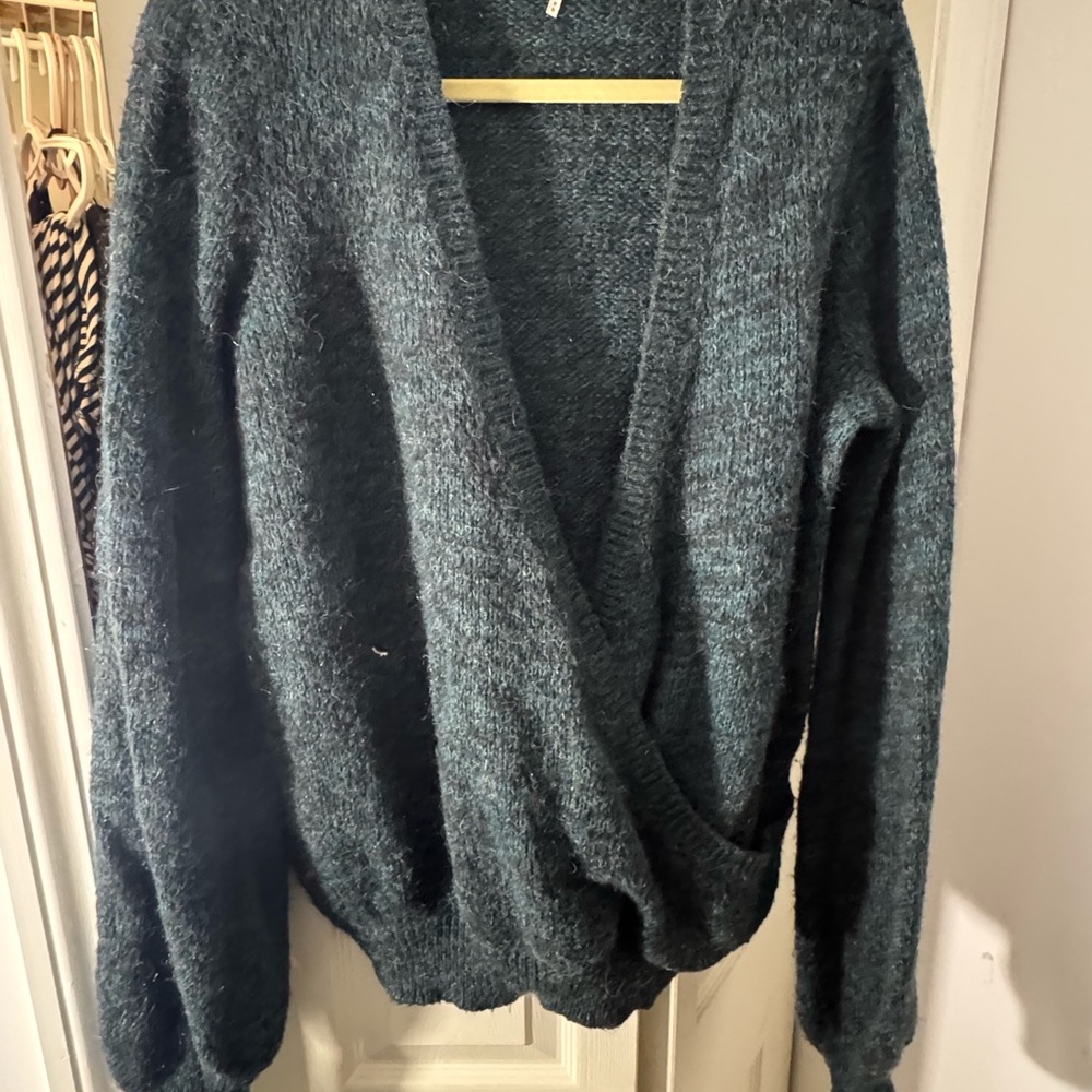 Free People V-Neck Sweater in Deep Teal